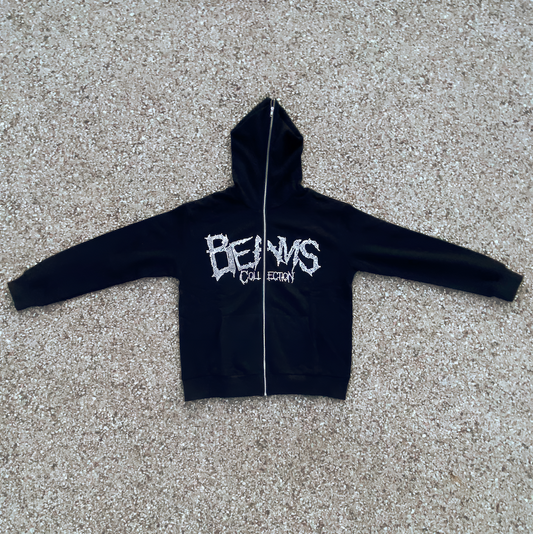 Beams Collection Rhinestone Full Zip Hoodie (Black)